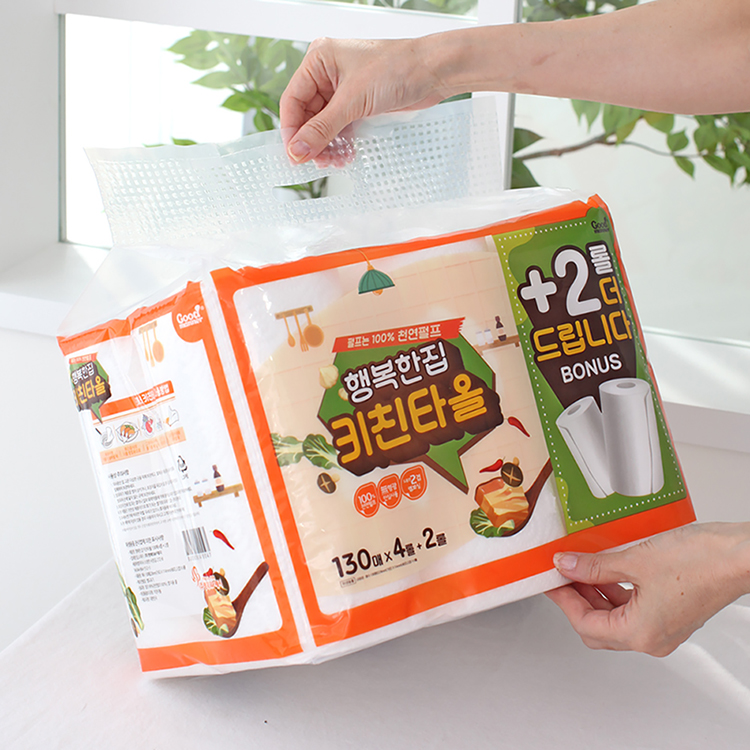 [행복한집] 100프로 천연펄프 2겹 행복한집 키친타올 130매 x 6롤